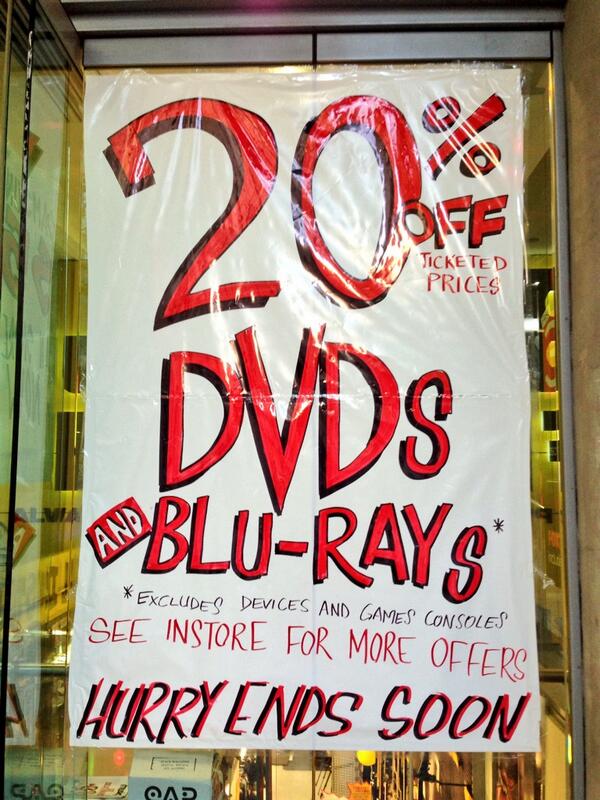 JadeO_JBaus's tweet photo. @JBBourkeSt has 20% off #DVDs and #Bluray !! perfect timing for #mothersday hurry ends Sunday!! #jbhifi #bourkest http://t.co/zXBykwy7Ge