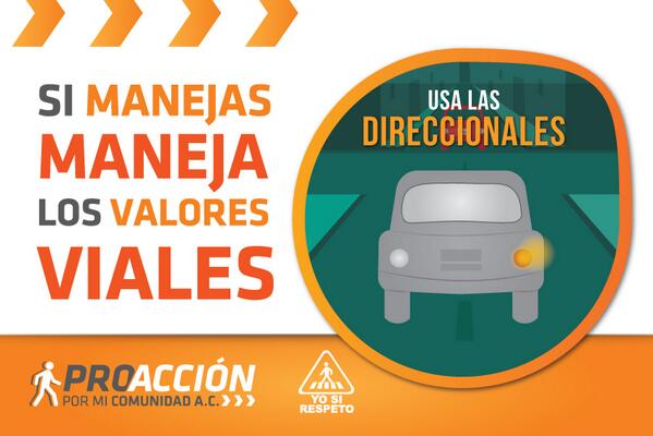 ProAccionAC's tweet photo. En lluvia, utiliza tus direccionales. Señala tus vueltas y cambios de carril para evitar accidentes!!! @Trafico_ZMG http://t.co/X9Lftvqjvs