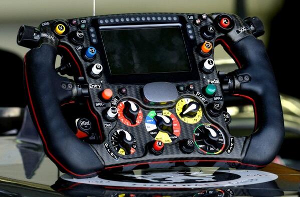 WIRED's tweet photo. An inside look at the insanely complex Formula 1 steering wheel http://t.co/DkQCnAGmiU http://t.co/38ozVr5x2t