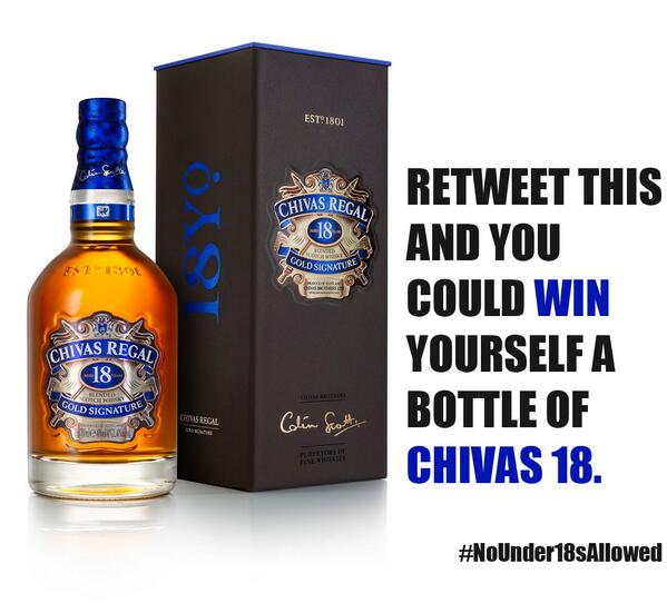 Chivas 18 is still up for grabs! RT and you could be swigging back a bottle. <a href="/ChivasRegalSA/">Chivas Regal South Africa</a>