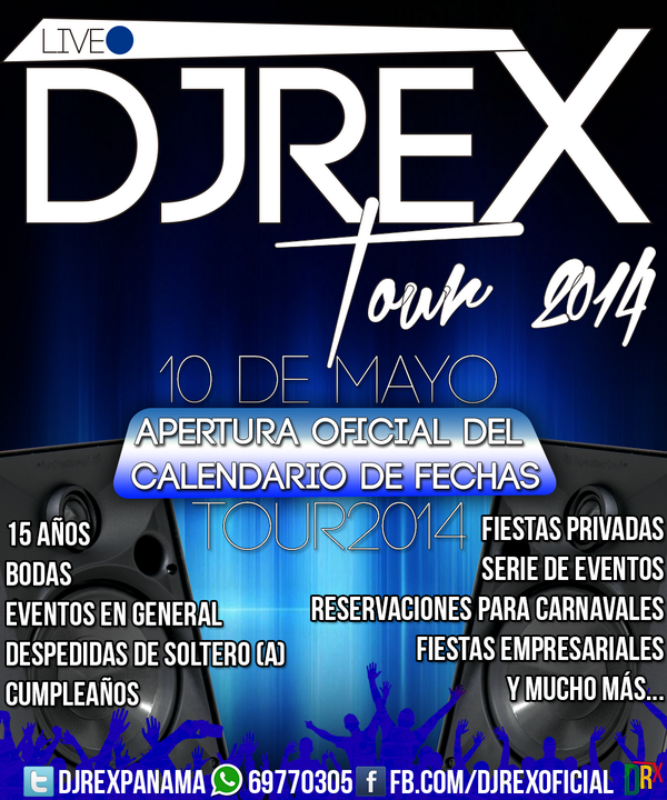 Estamos casi listos para iniciar el #DjRexLive2014 separa tu fecha!