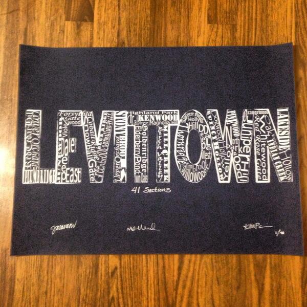 41Sections's tweet photo. 18"x24" print of #Levittown with all #41sections inside the letters Perfect for framing and displaying. @suebphilly http://t.co/6CUqS7npya