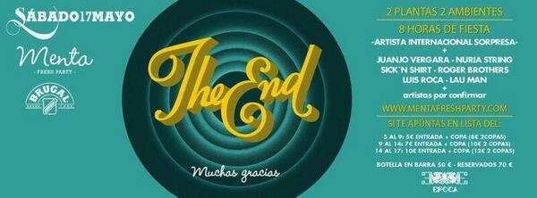 MakuBH's tweet photo. @MENTA_PARTY -THE END -
SÁBADO 17MAYO. Hasta el 9 MAYO 
ENTRADA+COPA 5€ | ENTRADA+2COPAS 8€
LISTAS 661681342 http://t.co/rF40Ew33Ei