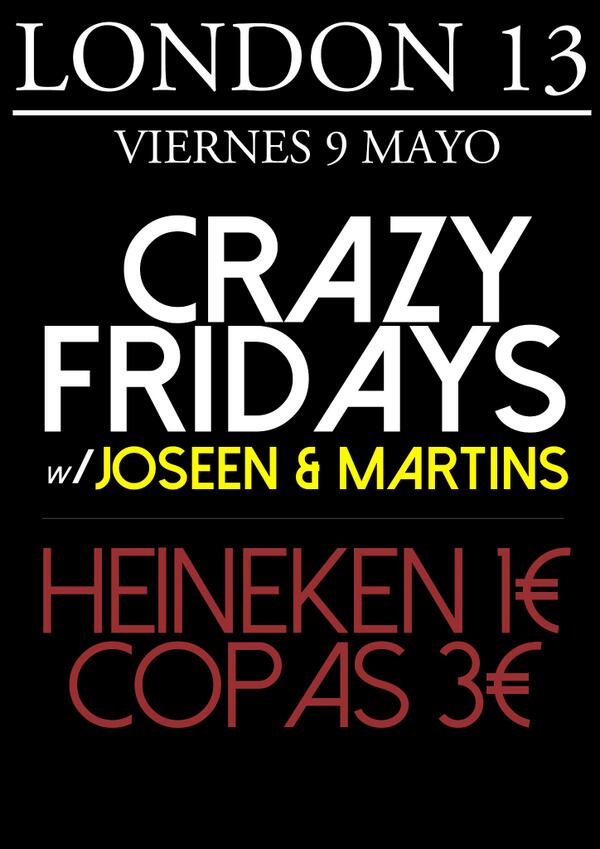 joseen_martins's tweet photo. Mañana, como cada viernes, nuestra residencia en @London13_Pub #CRAZYFRIDAYS http://t.co/2If420jQZn