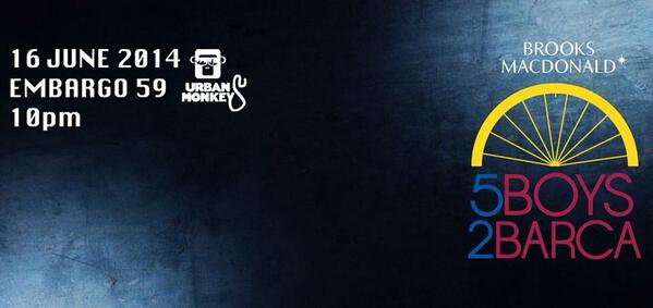 5boystobarca's tweet photo. Fundraising event confirmed for 16th June. Thank you so much @Embargo59 for hosting the event. http://t.co/LSsdBztXbs