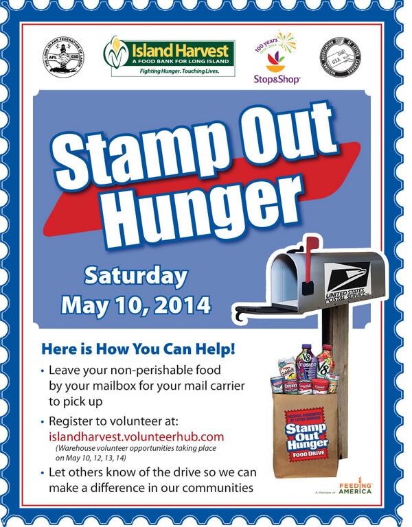 Help #StampOutHunger with <a href="/IslandHarvest/">Island Harvest</a> this Saturday, May 10 by leaving non-perishable food items by your mailbox: