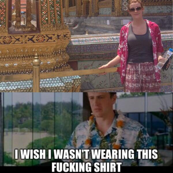 annalieselily's tweet photo. We were showing too much skin to get into the palace.. The Thai vendors didn't give us a lot of options. #aceventura http://t.co/d3yhxF7BNT