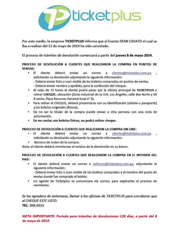 showpropanama's tweet photo. Hoy iniciamos el proceso de devolución de los boletos del #NeonLightsPTY
Lee atento este comunicado: http://t.co/Tk7glg1rHQ