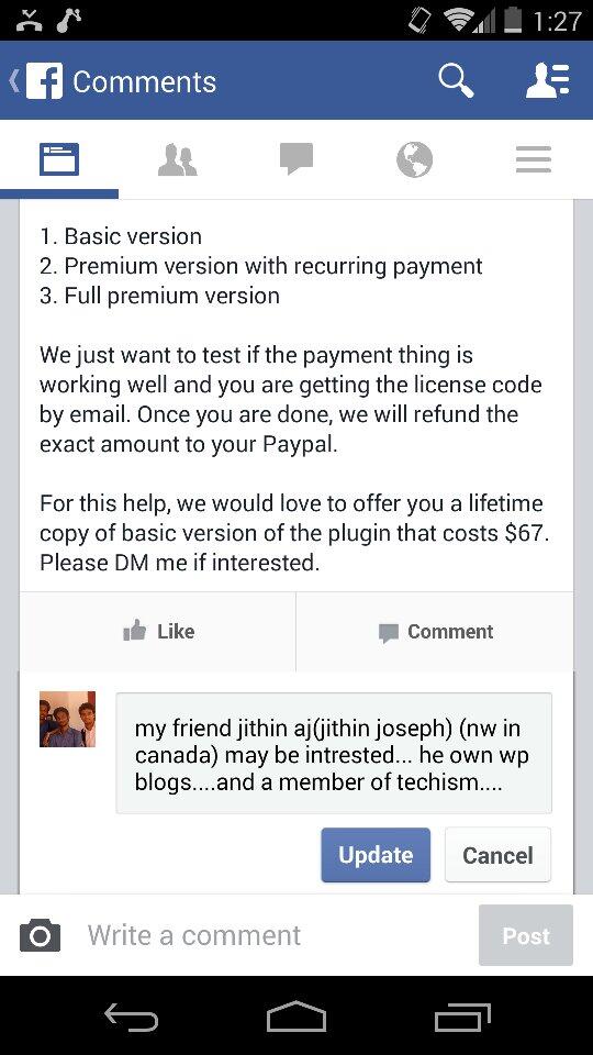 p_bhands's tweet image. Facebook app bug, giving up the option to edit others comment. @facebook @FacebookAppDev  #Facebook #AppBug