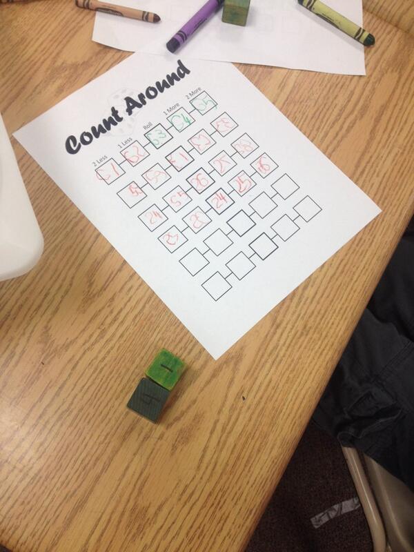 Math activities.  Using the hundreds chart and dice to count numbers before and after.