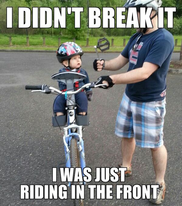 ApolloTalk's tweet photo. Pedal trouble. Apollo is like "Why do you blame me? I wasn't pedalling!" #baby #nwlife #outdoors #biking http://t.co/J0PtnzJr5M