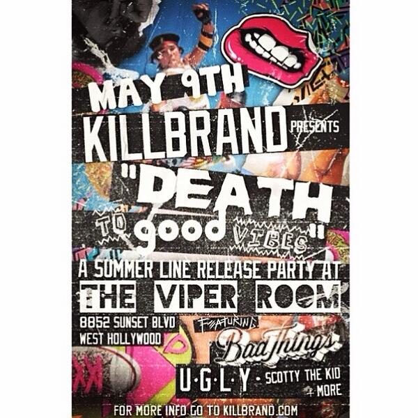 UGLYOfficial's tweet photo. 2 hrs til we pick our winners for @killbrand tees &amp; 2 tixs to #deathtogoodvibes party #FRIDAY! #RT to win. http://t.co/4h9JLgePRW
