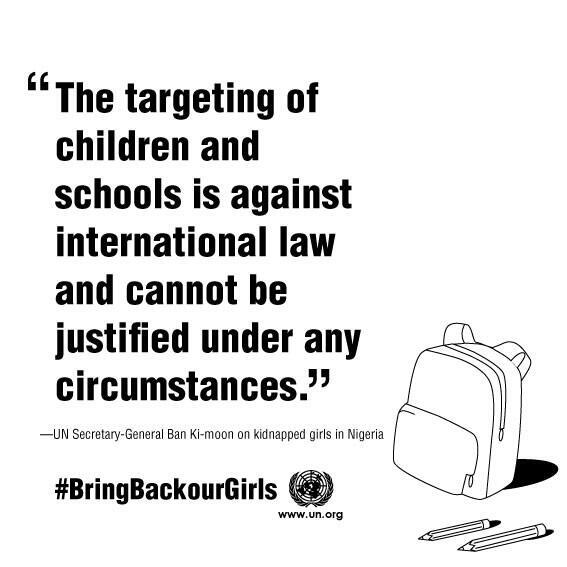 UN4Youth's tweet image. #Bankimoon expresses concern for abducted schoolgirls in #Nigeria #BringBackOurGirls bit.ly/1srp6F8 v @UN