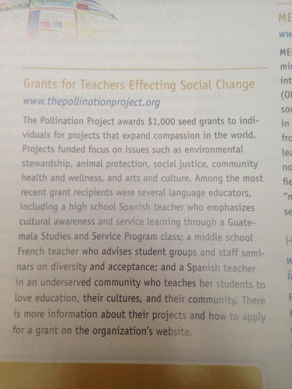 The Pollination Project-- $1,000 seed grants which foster compassion.    thepollinationproject.org. #OklaEd