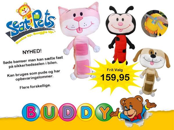 BuddyLeg's tweet photo. NYHED! SeatPets, søde bamser der kan bruges i bilen, sættes fast på sikkerhedsselen, flere forskellige #buddylegetøj http://t.co/7XEYFUxVwc