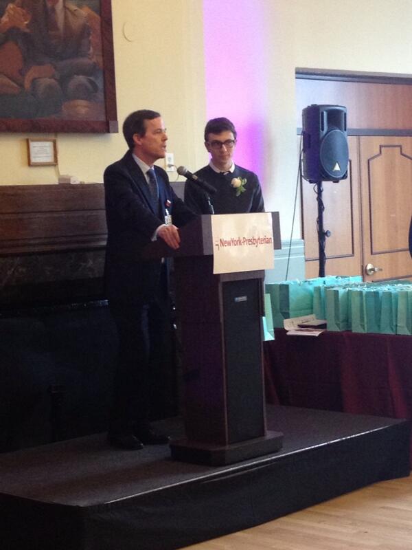 nyphospital's tweet photo. .@drcampatterson awards Micah Timen as @nyphospital / @WeillCornell volunteer of the year. Congrats, #nypvolunteers http://t.co/NriuW6NBqo