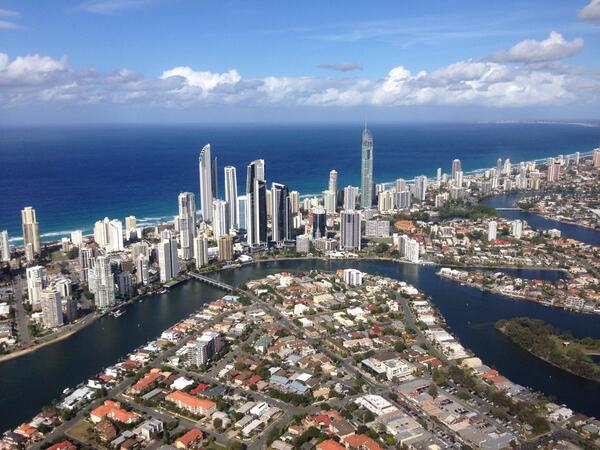 FlowersQLD's tweet image. We'll be there in June! #commference @PeterDoherty7: Surfers Paradise looking sensational from @7NewsBrisbane 'copter