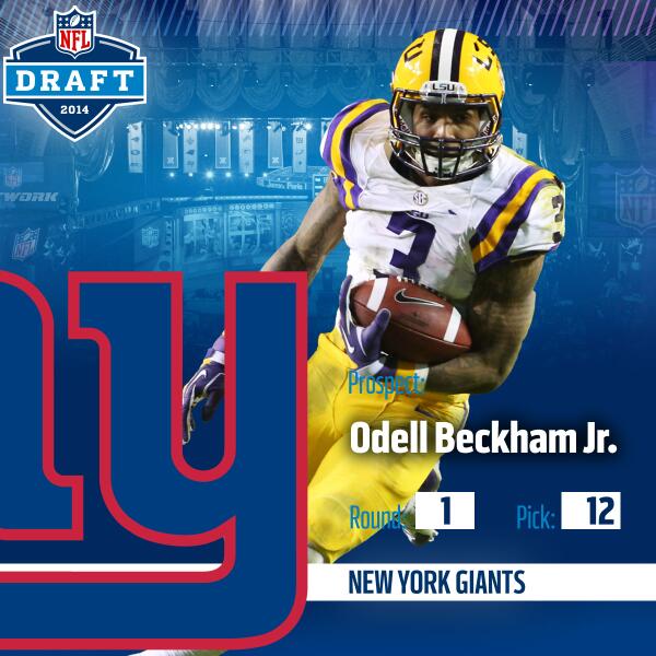 aminsalhi's tweet image. The @Giants select Odell Beckham Jr. at #12!  congrats #NFLDraft2014 #NFLDraft #DraftTracker