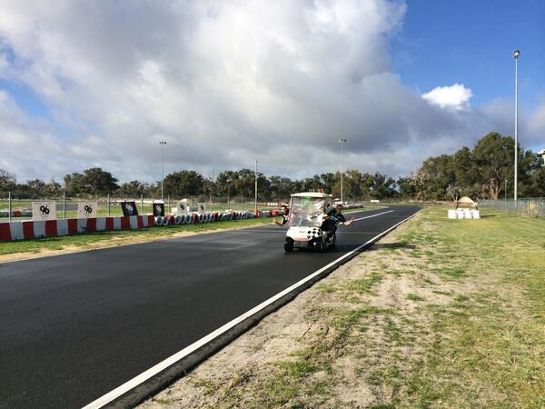 JaninePittaway's tweet image. V8 Supercar drivers @FabianCoulthard &amp;amp; @jack_perkins checking out the Warren's Ultra Fast Carts track #v8sc #perth400