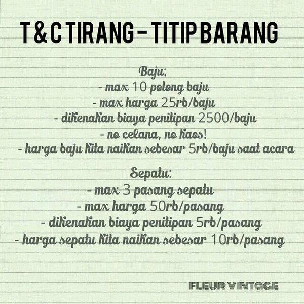_fleurvintage's tweet photo. Ini dia T&amp;C Tirang kita kali ini ;) http://t.co/a6gqGtVP5o