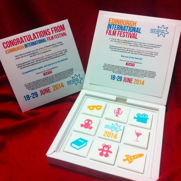 Look what's arrived from @Boomf: 9 marshmallow tickets that can be exchanged for #edfilmfest tickets! 1/2