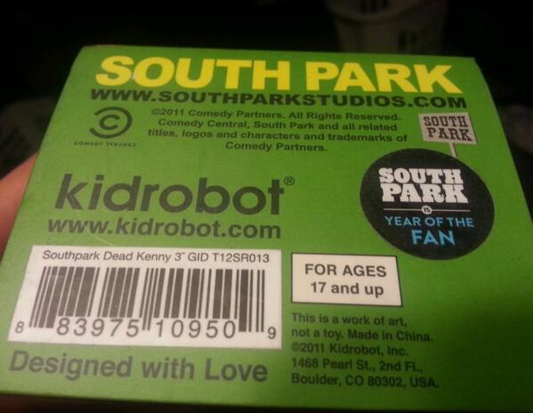 TweetingTheTop's tweet photo. GID DEAD KENNY - RARE South Park Kidrobot NYCC Exclusive glow in the $105.0 #In2011 http://t.co/hG7lxEUuT1 http://t.co/rmI02r9B7Y