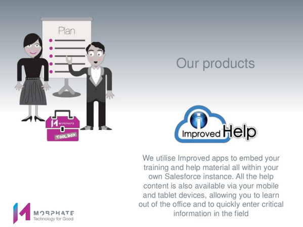 Thompster67's tweet image. Our partner @Morphate presenting their proposition for non-profits. #Nonprofits @Benioff @salesforce #ImprovedHelp