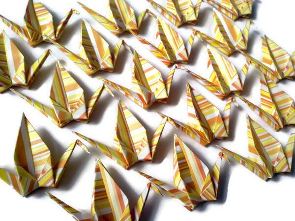 PaperyGoods's tweet photo. There's a new item in my shop! Stickers "Orange Stripes" Origami Cranes Set of 20 orange, yellow, white Scrapbook... http://t.co/3KOOlOzBBz