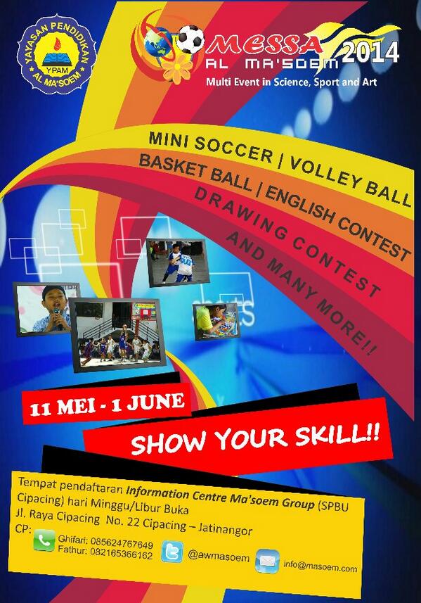 awmasoem's tweet photo. Yooo ajak semuanyaaa!! Event setingkat SD&amp;SMP "MESSA AL-MA'SOEM 2014" segera digelar!! @infobdg http://t.co/uO2wbJzGGR
