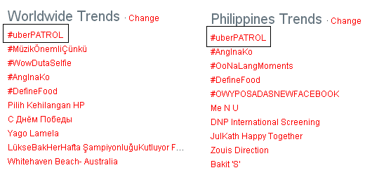jayebiebs's tweet photo. #uberPATROL both trending #1 WW and in PH @PBBabscbn http://t.co/tiiiHjclDK