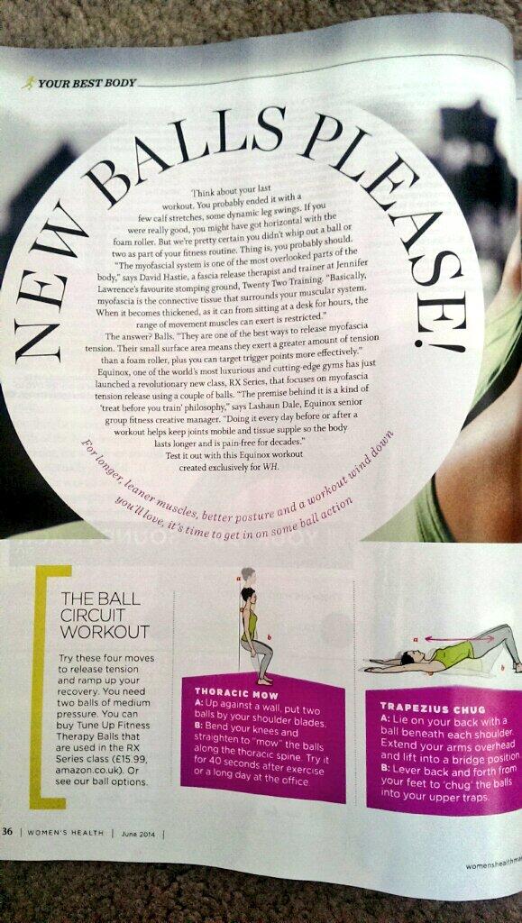 vj_ellison's tweet photo. A little self treatment goes a long way! @Equinox #RXSeries programme for @UKWomensHealth @LashaunDale @geoffbagshaw http://t.co/e7BdecQtTe