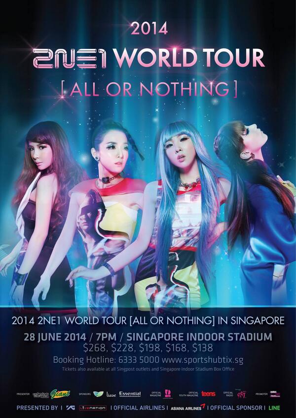 KSnaps_SG's tweet photo. 2014 2NE1 WORLD TOUR 'ALL OR NOTHING' in Singapore. 

(cr: 2NE1 Facebook page) http://t.co/cOZEPCAf72