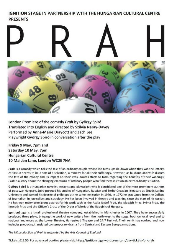 Liszt Institute - Hungarian Cultural Centre London (@hcclondon) on Twitter photo UK premier of #comedy – Prah with <a href="/Ignition_Stage/">IgnitionStage </a> at <a href="/HCCLondon/">Liszt Institute - Hungarian Cultural Centre London</a> tonight! Meet playwright György Spiró. UK premier of #comedy – Prah with <a href="/Ignition_Stage/">IgnitionStage </a> at <a href="/HCCLondon/">Liszt Institute - Hungarian Cultural Centre London</a> tonight! Meet playwright György Spiró.