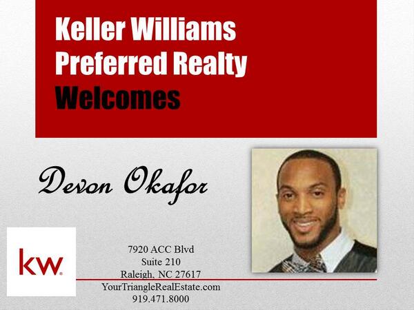 KWTriangle's tweet image. We are pleased to add a new agent to our team! Welcome Devon Okafor