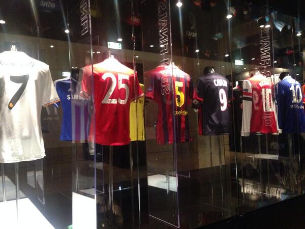 ChampionsLeague's tweet photo. The @ChampionsLeague museum is open in Lisbon. Can you name the six players who owned these shirts? #UCLfinal http://t.co/9GweoNXNbX