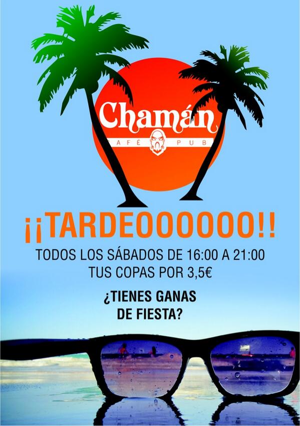ChamanPub's tweet photo. Haz RT para entrar en el sorteo de 3 copas para disfrutar en el TARDEO de mañana!! http://t.co/cx9sdyuhTc