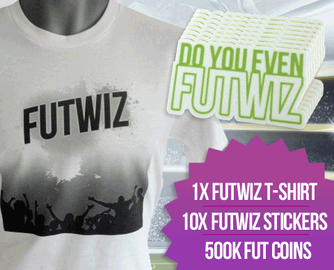 Win a FUT goodiebag! 500k coins, a FUTWIZ Tshirt and  stickers! RT &amp; Follow to enter. Winner 16th May! #futwizgoodies
