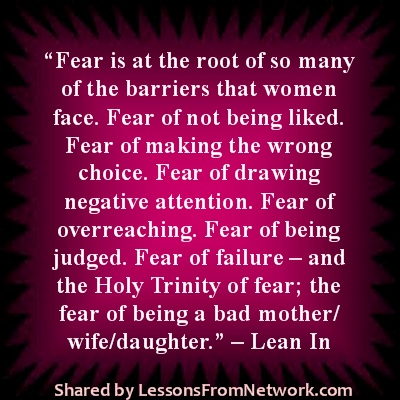 lfwmninbusiness's tweet photo. Fear is at the root of so many of the barriers that women face. Fear of not being liked. Fear..#womeninbusiness http://t.co/xobrpNQVp2