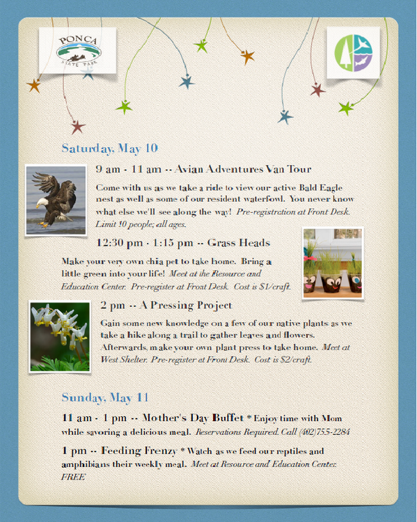 PoncaStatePark's tweet photo. Don't forget #MothersDay weekend! Come check out our activities! http://t.co/UfSQF0QF7Z