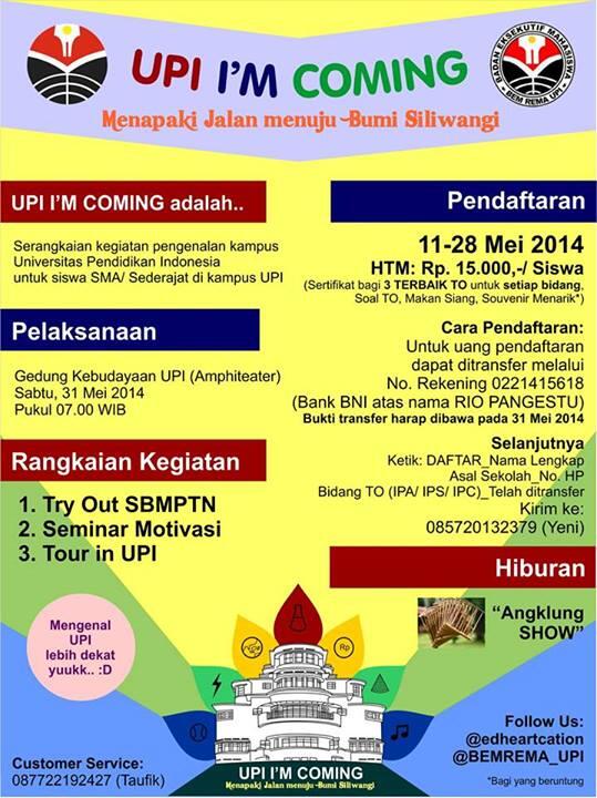 edheartaction's tweet photo. #UPI_IC Km siswa SMA kls 12? Mw msk UPI? Ikuti UPI I'M COMING CP: 087722192427 WEB: http://t.co/ADudSfHzCR http://t.co/TqgjOLviTp