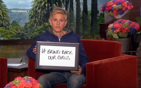 mikoqp's tweet photo. “@FemiOke: Hot Hashtag: 57% of all #BringBackOurGirls tweeters are women @TheEllenShow is one of them http://t.co/87TryzgYBv” @BBOG_Nigeria