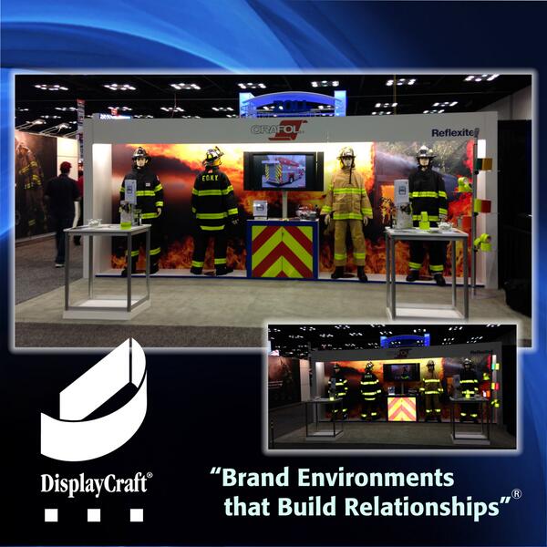 DisplayCraft_'s tweet photo. Background fire imagery provides a strong visual.  Booth by http://t.co/F1XwELzJ5p http://t.co/yBR9nbqVj8