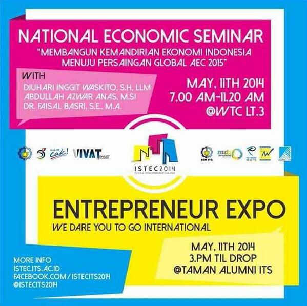 Ayo dftar NES mulai jam 7 pagi di WTC lt. 3 dan jngn lupa bsk Enterpreneur Expo digelar di taman alumni  via <a href="/BEM_ITS/">BEM ITS</a>