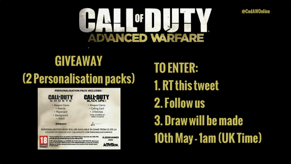 BlackOps7News's tweet image. RT &amp;amp; FOLLOW TO ENTER GIVEAWAY
2 personalisation pack codes (Xbox &amp;amp; PS)
2 Random winners drawn May 10th 1am (UK Time)