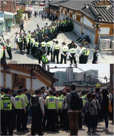 한 외신기자는 유가족들을 지지하는 시민들에 대해 경찰이 과잉대응한 장면을 자신의 트위터에 올려 논란이 확산되고 있다. 제임스 피어슨은 사진의 상황을 "한 행인이 한국 경찰에게 둘러쌌다"고 설명했다.