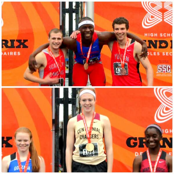 HSGrandPrix's tweet photo. BIG shout-out to our 100m Boys & Girls #HSGP14 medalists! Watch their winning races here: http://t.co/1ZQ8E8rLlu http://t.co/9OUU1SvV2V
