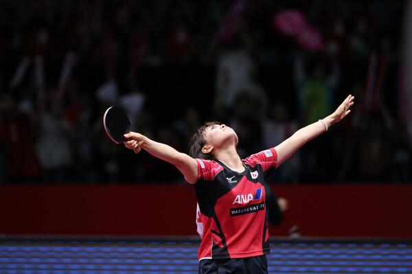 #JA全農 #世界卓球 #TTokyo2014、#準決勝 vs #中国香港 との激闘を制した瞬間の平野早矢香選手。facebook.com/JapanTable2014