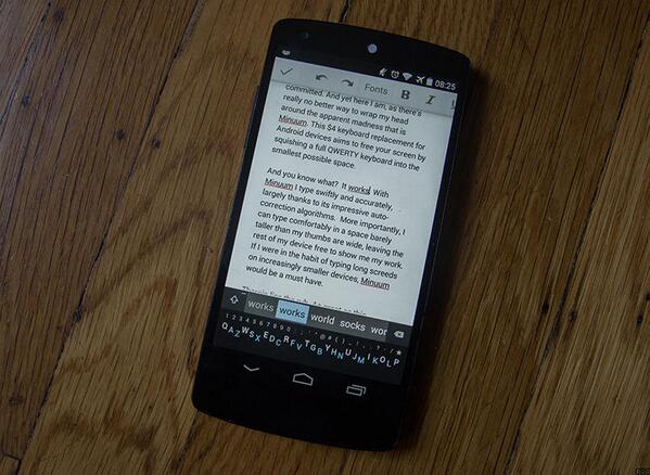 Tiny Android keyboard skimps on space, not speed or accuracy. Our review of Minuum Keyboard cnet.co/SJH21H