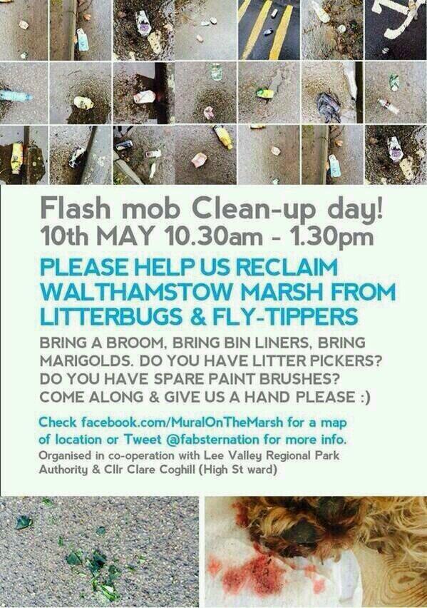 Hi ho hi ho its down the marsh we go. Anyone joining us to clean up people's littering from our marshes? #walthamstow