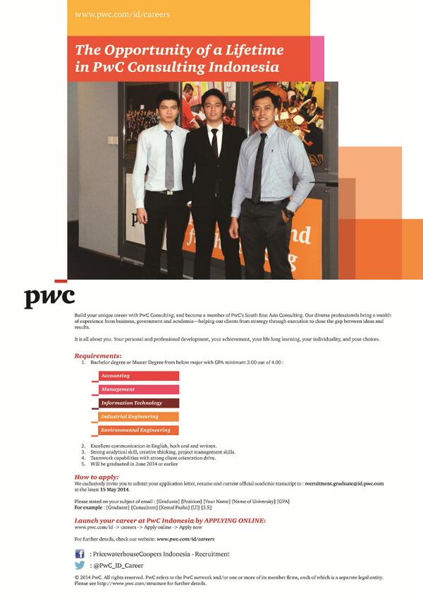 Job vacancy available from <a href="/PwC_ID_Career/">PwC Indonesia Career</a> for overseas students in bachelor and master degree. Take a look guys!